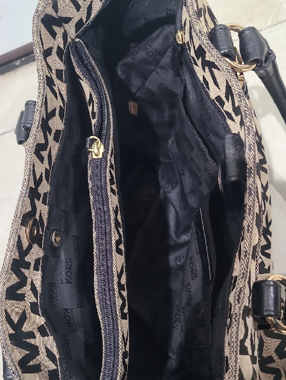 Michael Kors Brown and Black MK Signature Tote - Picture 4 of 10